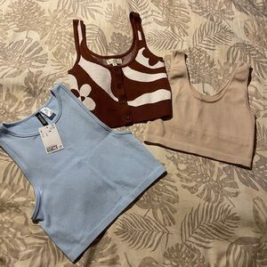 Three tanks various XS,S,M PacSun Forever 21 & H&M